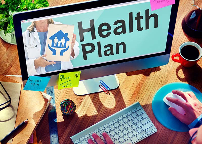 computer display with text Health Plan